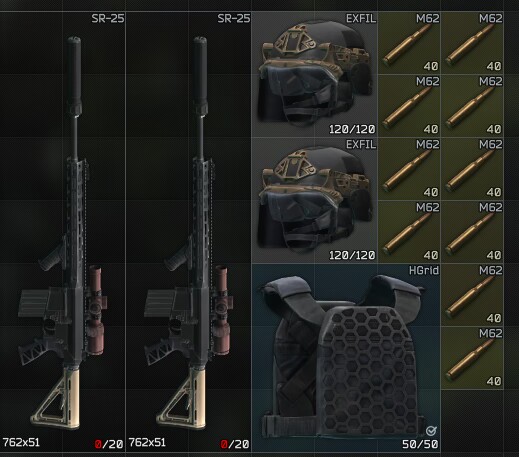 Escape From Tarkov Items PC SR-25 plus bullet plus helmet plus body armor